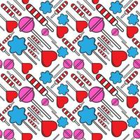 Colorful seamless pattern with various lollipop candies. Background design template. Flat cartoon stock vector illustration.