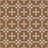 Crossbones texture with outline vector stock illustration. Seamless pattern design template. Brown and Beige color theme