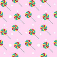 Swirl lollipop seamless pattern on pink color background. Colorful vector illustration for halloween , christmas or new year background