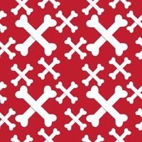 Crossbones seamless pattern design template. Vector stock illustration. Red and white color theme