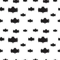 Black bat shape vector illustration on white color background. Seamless pattern design template.