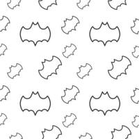 Bat texture vector illustration. Seamless pattern desing template. Black outline design style in white color background.