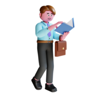 3d render businessman walking and holding report png