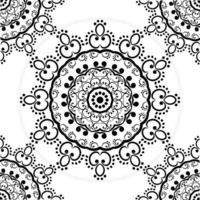 Abstract seamless mandala pattern. Texture in white and black colors. For design, fashion print, scrapbooking, coloring pages vector