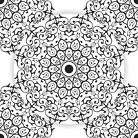 elemento de diseño de mandala, patrón de línea geométrica. adorno redondo floral estilizado. arte de garabatos zen, boceto monocromático para la página del libro de colorear, estampado de tela textil. ilustración en blanco y negro vector