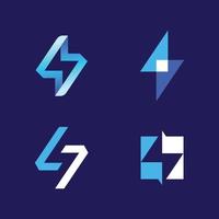 logotipo de rayo. flash de energía eléctrica o símbolo de poder. el concepto de velocidad rápido rápido rápido. imágenes prediseñadas de ilustración vectorial. vector