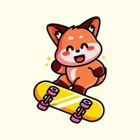 cute bunny and skateboard vector