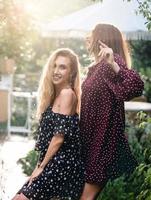 Two girls in a summer park photo