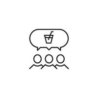 People, staff, speech bubble concept. Vector line icon for web sites, stores, online courses etc. Sign of soda with swizzle stick inside of speech bubble over group of people