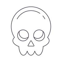 Vector line icon of skull as symbol of Halloween. Outline sign for web sites, apps, adverts, stores. Modern minimalistic monochrome isolated image and editable stroke