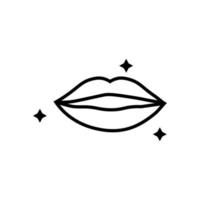 Profession and occupation concept. Modern outline sign drawn in flat style. Editable stroke. Vector monochrome isolated line icon of lips as symbol of healthy smile