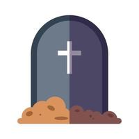 Vibrant illustration of grave in modern flat style for Halloween. Suitable for websites, stores, shops, books, postcard vector