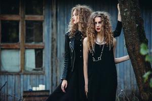 two vintage women as witches photo