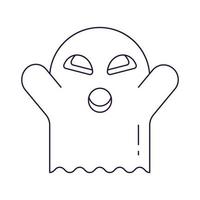 Vector line icon of ghost as symbol of Halloween. Outline sign for web sites, apps, adverts, stores. Modern minimalistic monochrome isolated image and editable stroke