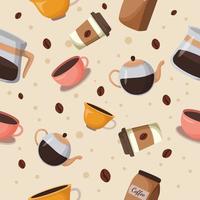 Seamless Pattern Background with Coffe Elements vector