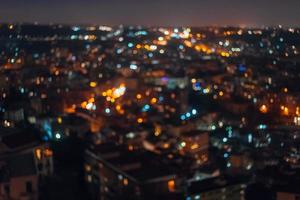 noche de la ciudad desde la vista superior. foto