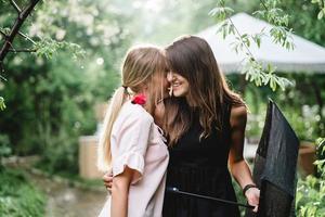 Two girls in a summer park photo