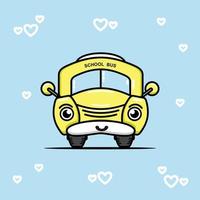 Yellow cute school bus design concept vector