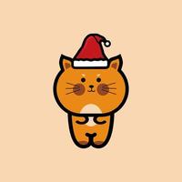 lindo gatito con sombrero de santa, diseño de animales lindos, vector libre