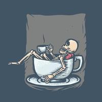 ilustración de calavera de café vector
