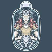 skull girl illustration vector