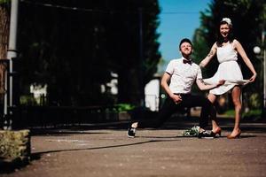 beautiful couple in the city photo