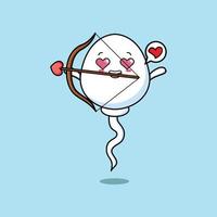 Cute cartoon romantic cupid sperm with love arrow vector