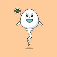 Cute cartoon sperm using mask to prevent virus vector