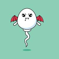 linda mascota de dibujos animados de esperma como drácula con alas vector