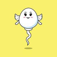 Cute cartoon sperm character wearing wings vector