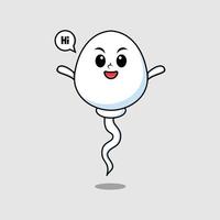 Cute cartoon sperm character with happy expression vector