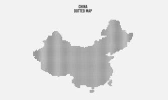 ilustración de vector de mapa de china de puntos de semitono negro sobre fondo gris claro