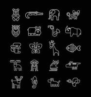 conjunto de iconos de contorno de vector animal