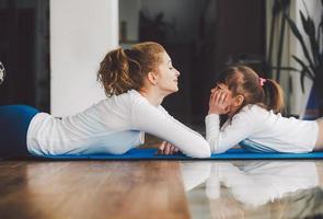 Charming family spends time in the gym photo