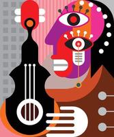 mujer tocando la guitarra ilustración vectorial vector