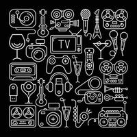 Entertainment Icons Line Art vector