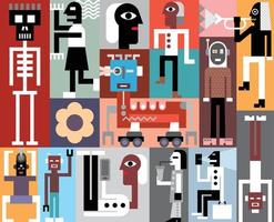 personas y robots vector