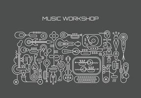 arte lineal del taller de música vector