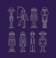 Outline people icon set vector