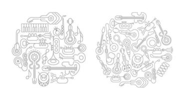 Two options Line art Musical Instruments vector