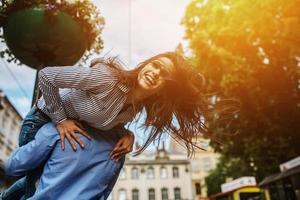 Couple have fun in the city photo