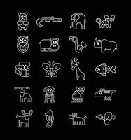 Animal vector outline icon set