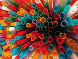 Abstract a colorful of plastic straws photo