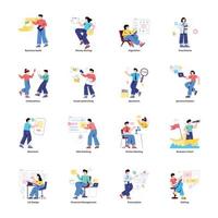 Collection of Social Activities Flat Illustrations vector