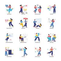 Collection of Trendy Flat Illustrations vector