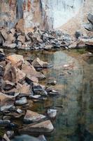 Spectacular view of quarry open pit mining of granite stone. photo