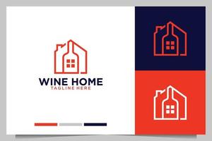 modern wine home line logo design vector