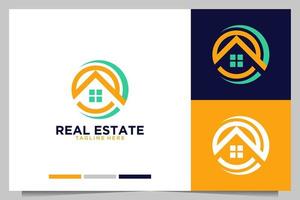 real estate modern with circle logo design vector