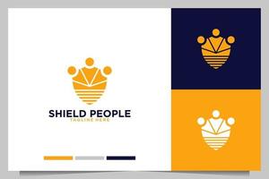diseño de logotipo de empresa de personas de escudo vector