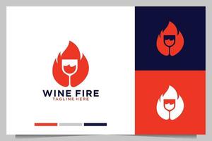 diseño de logotipo moderno de fuego de vino tinto vector